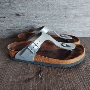 Birkenstock Gizeh Silver Sandal Size 37 - US 6